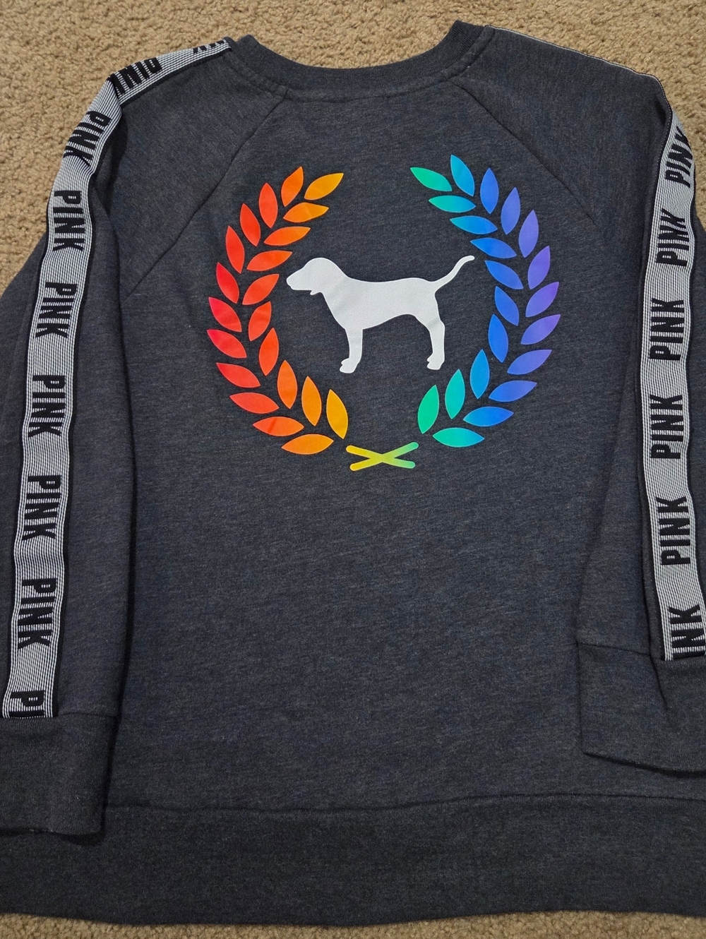 PINK Victoria's Secret Vintage Rainbow Logo Pullover Sweatshirt Oversized